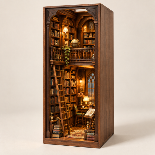 Book Nook Bibliothèque Secrète : bibliothèque miniature éclairée à insérer entre vos livres