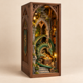 Book Nook Dragon Gardien : diorama miniature lumineux avec dragon, à glisser entre vos livres