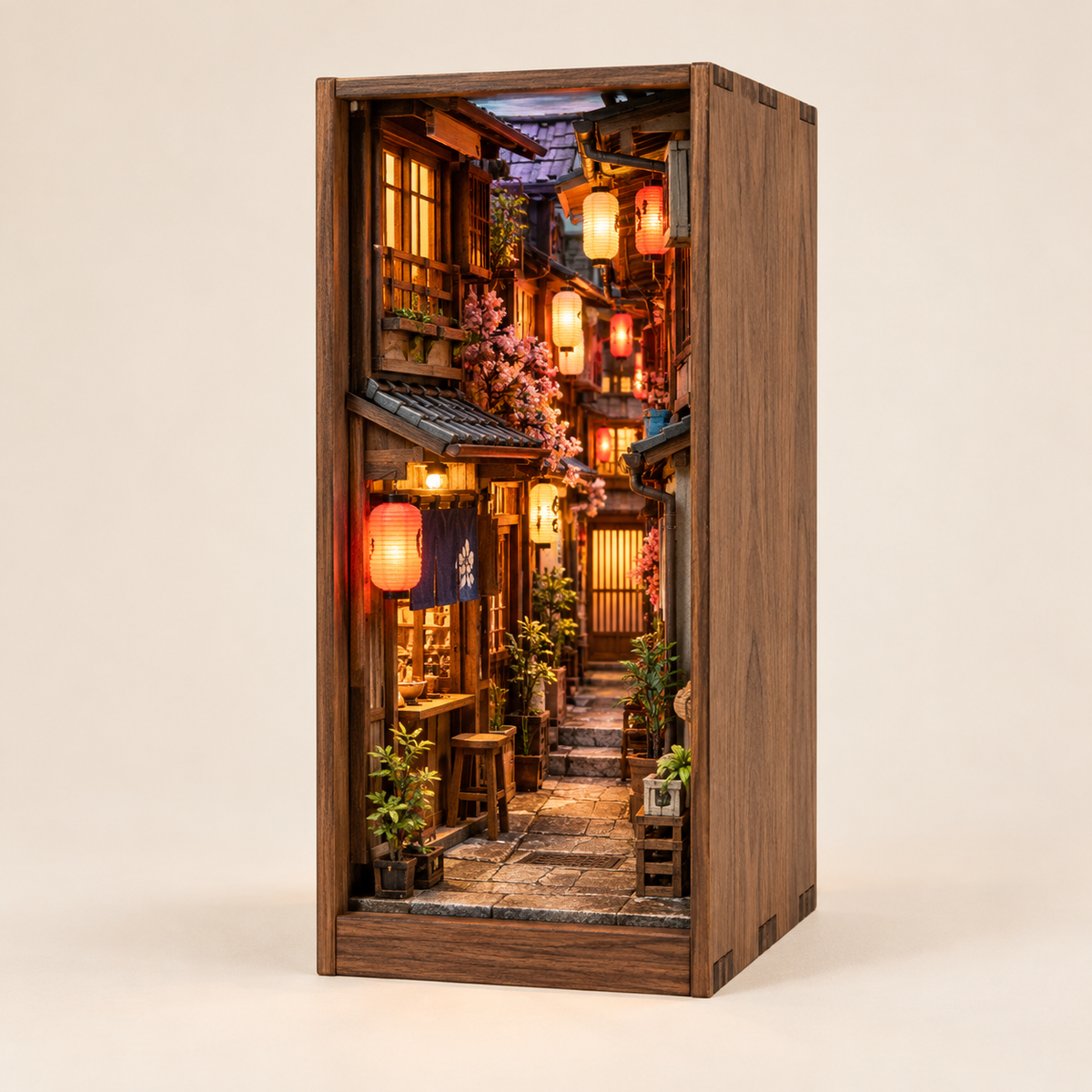 Book Nook Ruelle de Tokyo : ruelle japonaise miniature lumineuse, diorama pour étagère
