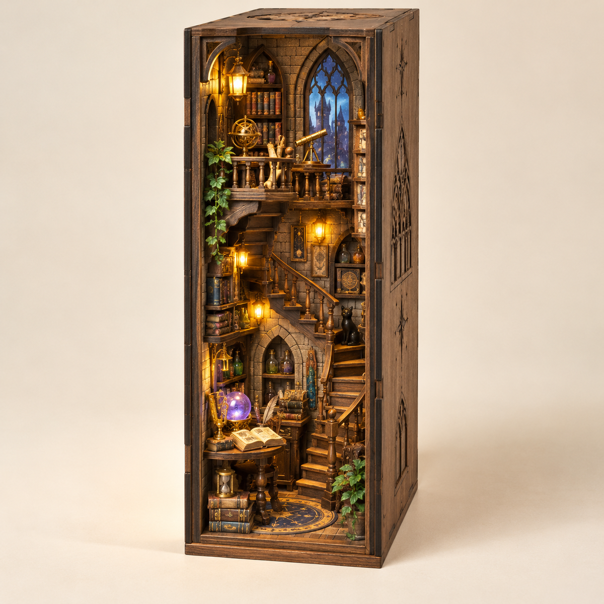Book Nook Tour du Magicien : alcôve enchantée avec tour de magicien, miniature entre deux livres