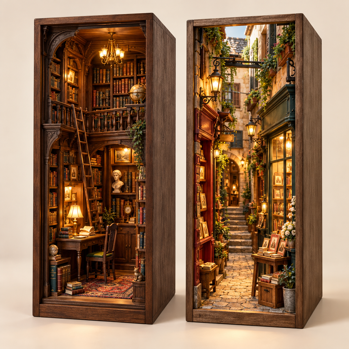 Pack Bibliothèques, Coffret Lecteur : deux librairies miniatures pour étagère de livres